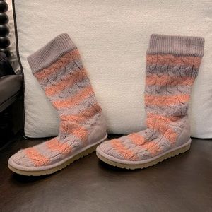 Ugg striped cable knit boots